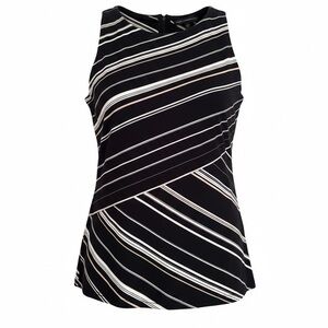 White House Black Market Black, Tan and White Striped Top